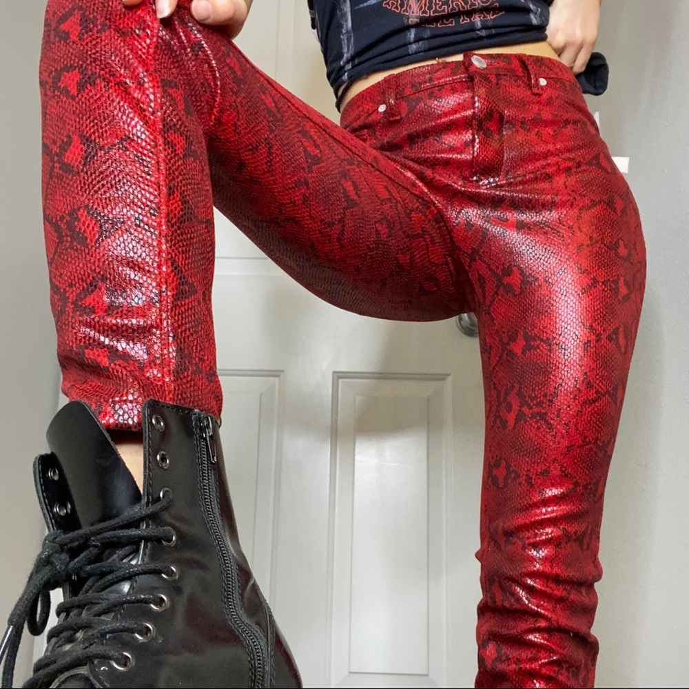 Brand new red snakeskin skinny jeans by blanknyc
